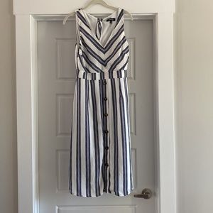 Navy/white striped midi dress w/ cute details